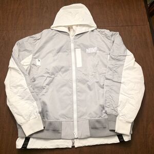 NIKE x SACAI Layered Bomber Jacket White Grey CV5732-097 Men's Size XL